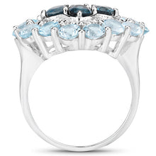Load image into Gallery viewer, 6.54 Carat Genuine London Blue Topaz, Blue Topaz and White Topaz .925 Sterling Silver Ring
