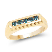 Load image into Gallery viewer, 14K Yellow Gold Plated 0.40 Carat Genuine Blue Diamond .925 Sterling Silver Ring
