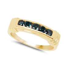Load image into Gallery viewer, 14K Yellow Gold Plated 0.50 Carat Genuine Blue Diamond .925 Sterling Silver Ring
