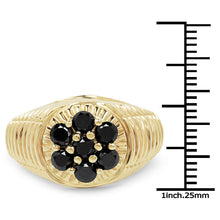 Load image into Gallery viewer, 14K Yellow Gold Plated 1.40 Carat Genuine Black Diamond .925 Sterling Silver Ring

