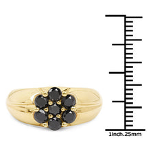 Load image into Gallery viewer, 14K Yellow Gold Plated 0.91 Carat Genuine Black Diamond .925 Sterling Silver Ring
