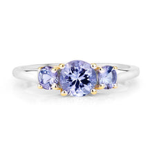 Load image into Gallery viewer, Two Tone Plated 1.07 Carat Genuine Tanzanite .925 Sterling Silver Ring
