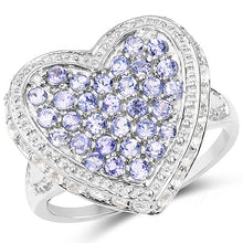 Load image into Gallery viewer, 1.81 Carat Genuine Tanzanite and White Topaz .925 Sterling Silver Ring
