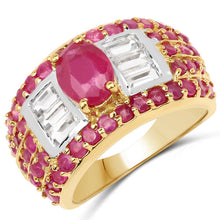 Load image into Gallery viewer, 4.23 Carat Glass Filled Ruby and White Topaz .925 Sterling Silver Ring
