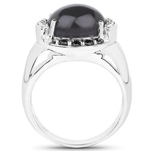 Load image into Gallery viewer, 5.68 Carat Genuine Grey Moonstone &amp; Black Spinel .925 Sterling Silver Ring
