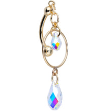Load image into Gallery viewer, 14K Gold Reversible Dangle Belly Ring Created with Crystals
