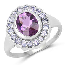Load image into Gallery viewer, 2.53 Carat Genuine Amethyst and Tanzanite .925 Sterling Silver Ring
