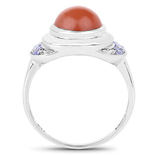 Load image into Gallery viewer, 3.01 Carat Genuine Peach Moonstone and Tanzanite .925 Sterling Silver Ring
