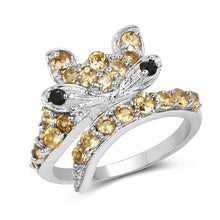 Load image into Gallery viewer, 1.00 Carat Genuine Citrine &amp; Black Spinel .925 Sterling Silver Ring
