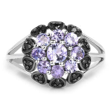 Load image into Gallery viewer, 1.18 Carat Genuine Tanzanite and Black Spinel .925 Sterling Silver Ring
