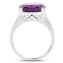 Load image into Gallery viewer, 5.99 Carat Genuine Amethyst and White Topaz .925 Sterling Silver Ring
