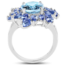 Load image into Gallery viewer, 6.52 Carat Genuine Blue Topaz &amp; Tanzanite .925 Sterling Silver Ring
