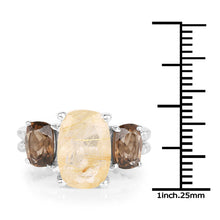 Load image into Gallery viewer, 5.75 Carat Genuine Golden Rutile &amp; Smoky Quartz .925 Sterling Silver Ring
