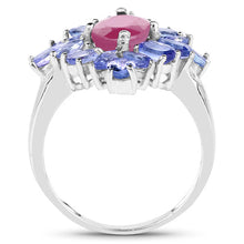 Load image into Gallery viewer, 3.48 Carat Glass Filled Ruby and Tanzanite .925 Sterling Silver Ring
