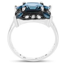Load image into Gallery viewer, 3.24 Carat Genuine London Blue Topaz and White Topaz .925 Sterling Silver Ring
