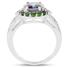 Load image into Gallery viewer, 3.92 Carat Genuine Mystic Quartz&amp; Chrome Diopside .925 Sterling Silver Ring

