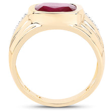 Load image into Gallery viewer, 14K Yellow Gold Plated 3.50 Carat Genuine Glass Filled Ruby .925 Sterling Silver Ring
