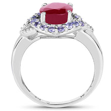 Load image into Gallery viewer, 4.03 Carat Genuine Glass Filled Ruby &amp; Tanzanite .925 Sterling Silver Ring
