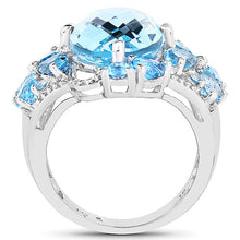 Load image into Gallery viewer, 9.50 Carat Genuine Blue Topaz and Swiss Blue Topaz .925 Sterling Silver Ring
