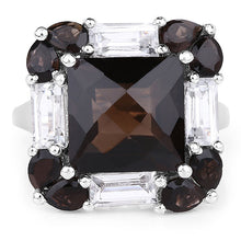 Load image into Gallery viewer, 7.43 Carat Genuine Smoky Quartz &amp; White Topaz .925 Sterling Silver Ring
