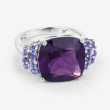 Load image into Gallery viewer, 6.34 Carat Genuine Amethyst and Tanzanite .925 Sterling Silver Ring
