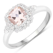 Load image into Gallery viewer, 1.17 Carat Genuine Morganite and White Zircon .925 Sterling Silver Ring
