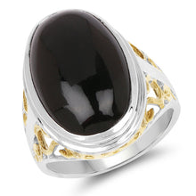 Load image into Gallery viewer, Two Tone Plated 10.92 Carat Genuine Black Onyx .925 Sterling Silver Ring
