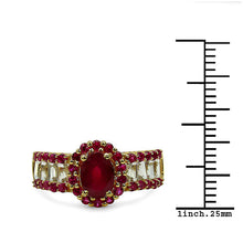 Load image into Gallery viewer, 2.89 Carat Glass Filled Ruby, Created Ruby and White Topaz .925 Sterling Silver Ring
