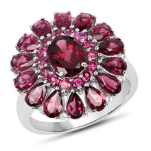 Load image into Gallery viewer, 6.19 Carat Genuine Rhodolite and White Topaz .925 Sterling Silver Ring
