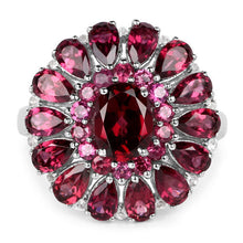 Load image into Gallery viewer, 6.19 Carat Genuine Rhodolite and White Topaz .925 Sterling Silver Ring
