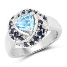 Load image into Gallery viewer, 1.61 Carat Genuine Swiss Blue Topaz &amp; Blue Sapphire .925 Sterling Silver Ring
