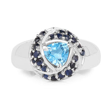 Load image into Gallery viewer, 1.61 Carat Genuine Swiss Blue Topaz &amp; Blue Sapphire .925 Sterling Silver Ring
