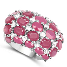 Load image into Gallery viewer, 8.54 Carat Glass Filled Ruby and White Topaz .925 Sterling Silver Ring
