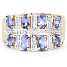 Load image into Gallery viewer, 14K Yellow Gold Plated 1.68 Carat Genuine Tanzanite .925 Sterling Silver Ring
