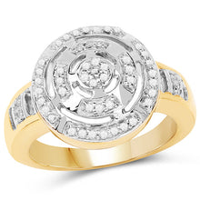 Load image into Gallery viewer, 14K Yellow Gold Plated 0.21 Carat Genuine White Diamond .925 Sterling Silver Ring
