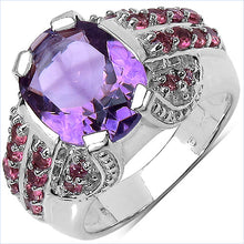 Load image into Gallery viewer, 5.37 Carat Genuine Amethyst &amp; Rhodolite .925 Sterling Silver Ring
