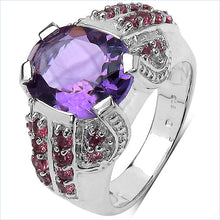Load image into Gallery viewer, 5.37 Carat Genuine Amethyst &amp; Rhodolite .925 Sterling Silver Ring
