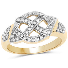Load image into Gallery viewer, 14K Yellow Gold Plated 0.21 Carat Genuine White Diamond .925 Sterling Silver Ring
