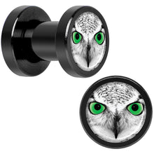Load image into Gallery viewer, Black White Owl Black Anodized Screw Fit Plug Set 4G
