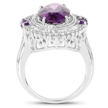 Load image into Gallery viewer, 7.96 Carat Genuine Amethyst and White Topaz .925 Sterling Silver Ring
