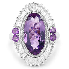 Load image into Gallery viewer, 7.96 Carat Genuine Amethyst and White Topaz .925 Sterling Silver Ring
