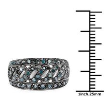Load image into Gallery viewer, 0.60 Carat Genuine Blue Diamond .925 Sterling Silver Ring
