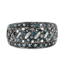 Load image into Gallery viewer, 0.60 Carat Genuine Blue Diamond .925 Sterling Silver Ring
