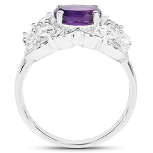 Load image into Gallery viewer, 2.75 Carat Genuine Amethyst and White Zircon .925 Sterling Silver Ring
