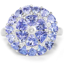Load image into Gallery viewer, 2.96 Carat Genuine Tanzanite and White Diamond .925 Sterling Silver Ring

