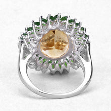 Load image into Gallery viewer, 7.02 Carat Genuine Citrine and Chrome Diopside .925 Sterling Silver Ring
