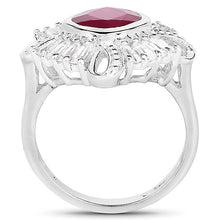 Load image into Gallery viewer, 2.66 Carat Glass Filled Ruby and White Topaz .925 Sterling Silver Ring
