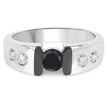 Load image into Gallery viewer, 0.56 Carat Genuine Black Diamond and White Diamond .925 Sterling Silver Ring
