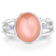 Load image into Gallery viewer, 6.54 Carat Genuine Peach Moonstone and Tanzanite .925 Sterling Silver Ring
