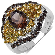 Load image into Gallery viewer, 2.56 Carat Genuine Smoky Quartz &amp; Citrine .925 Sterling Silver Ring
